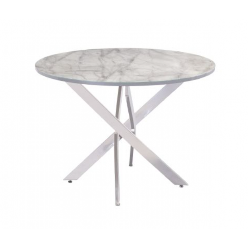 WOF Alden Grey Marble/Chrome leg 1.07M Round Dining Table